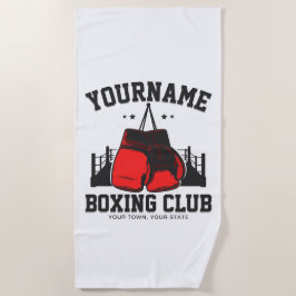 Toalha De Praia Pro Boxer ADD NAME - Luvas vermelhas Formação em A