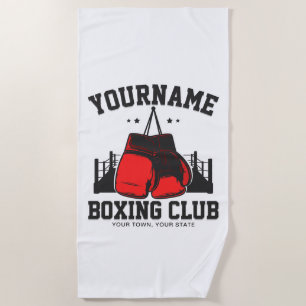 Toalha De Praia Pro Boxer ADD NAME - Luvas vermelhas Formação em A