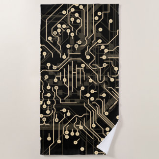 Toalha De Praia Processo de roteamento Abstrato Dourado preto Lega