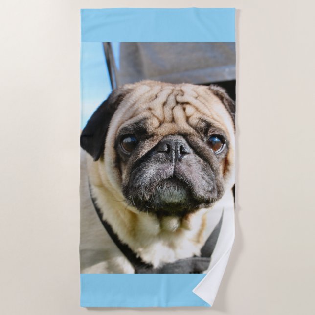 Toalha De Praia Pug (Frente)