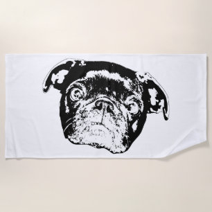 Toalha De Praia Pug de Piscina Nítido