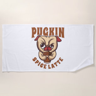 Toalha De Praia Pugkin Spice Latte Café Pumpkin Spice Pug Propriet