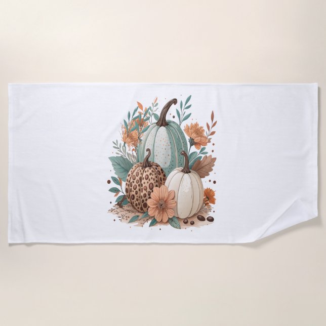 Toalha De Praia Pumpkin Boho Floral (Frente)