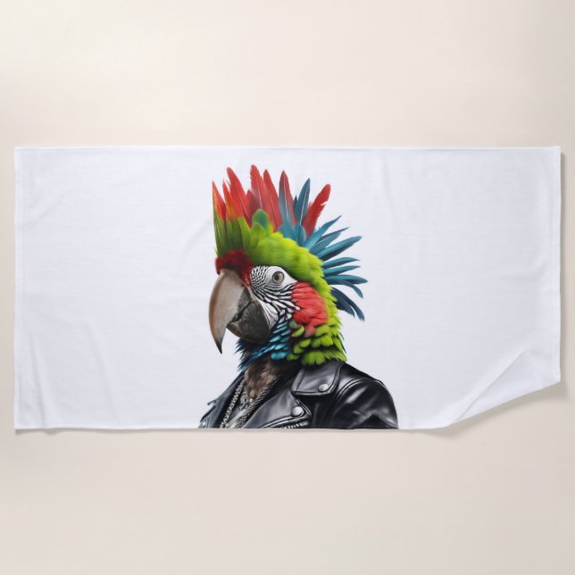 Toalha De Praia Punk Parrot (Frente)
