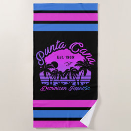 Toalha De Praia Punta Cana Dominicana Retro Sunset Souvenir 80