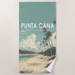 Toalha De Praia Punta Cana República Dominicana Viagem Art Vintage<br><div class="desc">Design de arte vetorial de Punta Cana. A área de Bávaro e Punta Cana se combinam para formar o que é conhecido como La Costa del Coco,  ou a Costa do Coco,  uma área de resorts lavos e inclusivos.</div>