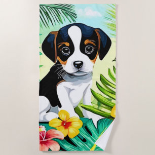 Toalha De Praia Pup Bonito no Paraíso