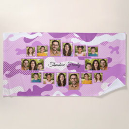 Toalha De Praia Purple Camo Family Collage Photo