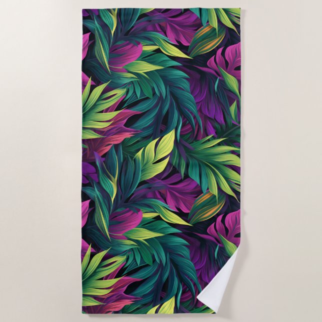 Toalha De Praia Purple & Emerald Jungle Beach Towel (Frente)