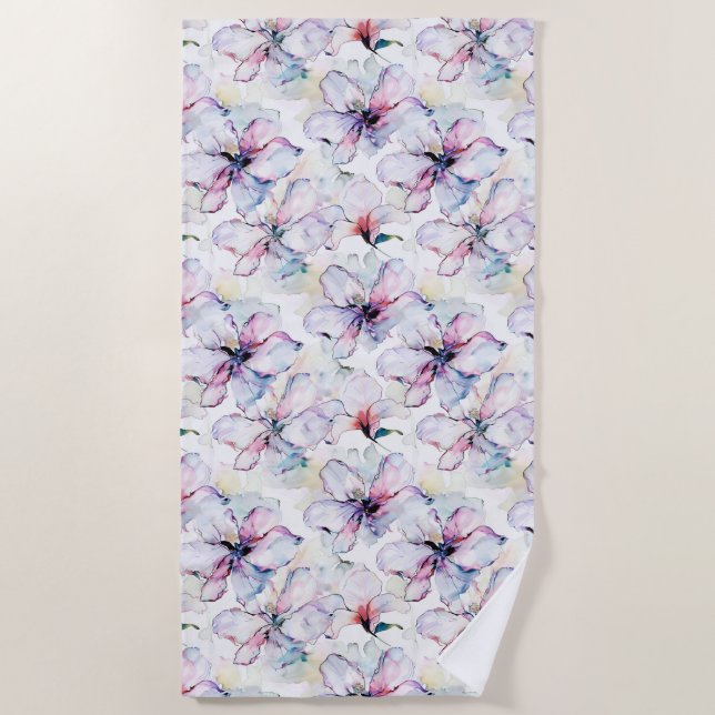 Toalha De Praia Purple Island Flowers (Frente)