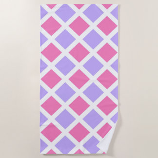 Toalha De Praia Purple Pink White Checker Diamond Pattern
