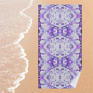 Toalha De Praia Purple tiles - mosaic, greek style,