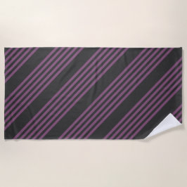 Toalha De Praia Púrpura Mauve e carvão de cinco faixas