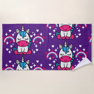 Toalha De Praia Púrpura Unicorn Pony