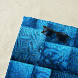 Toalha De Praia Quadrados azuis com abstrato tribal design