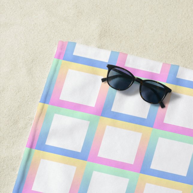 Toalha De Praia Quadros de Padrões de Gradiente Simétricos Brancos (In Situ)