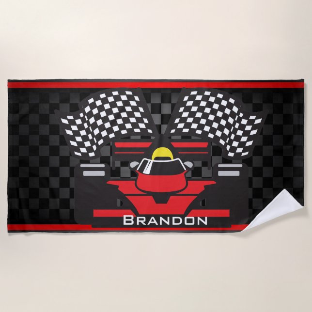 Toalha De Praia Race Car Design Beach Towel (Frente)