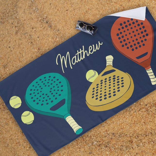 Toalha De Praia Rackets de Tênis de Padel e Bolas Personalizados (Criador carregado)