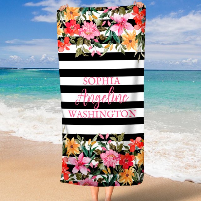 Toalha De Praia Radiant Bloom Floral Personalizado (Criador carregado)