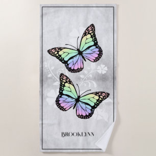 Toalha De Praia Rainbow Butterfly Floral Beach Towel