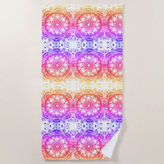 Toalha De Praia Rainbow Flower Mandala Pattern 2 Beach Towel