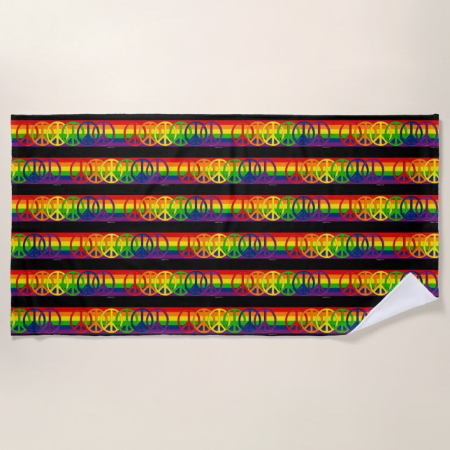 Toalha De Praia Rainbow Gay Peace Beach Towel (Frente)