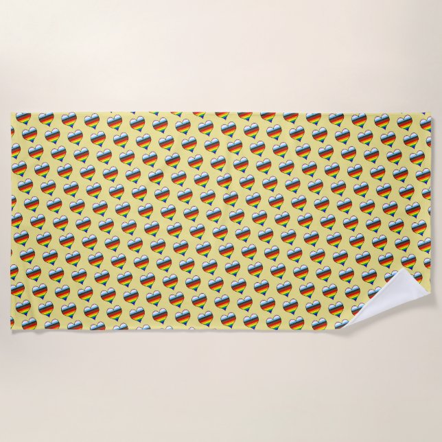 Toalha De Praia Rainbow Heart Pattern Beach Towel (Frente)