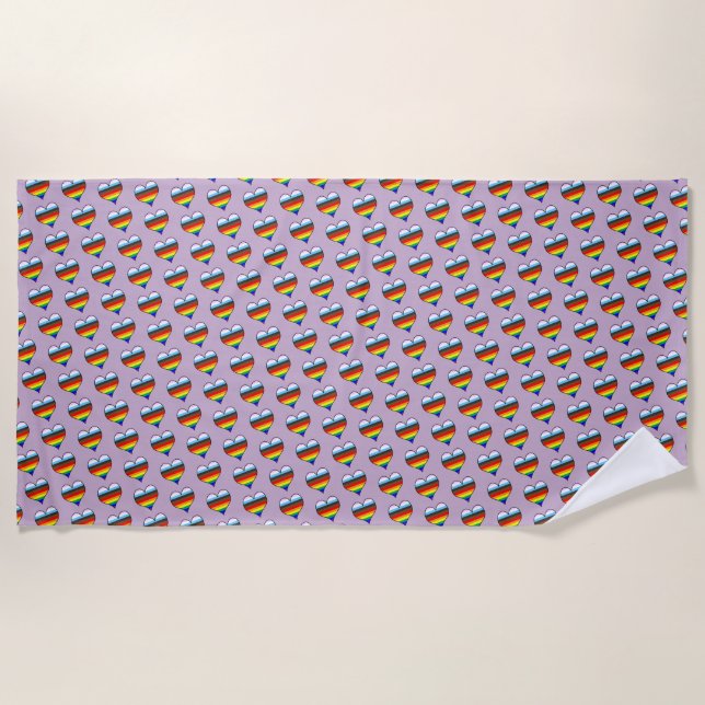 Toalha De Praia Rainbow Heart Pattern Beach Towel (Frente)