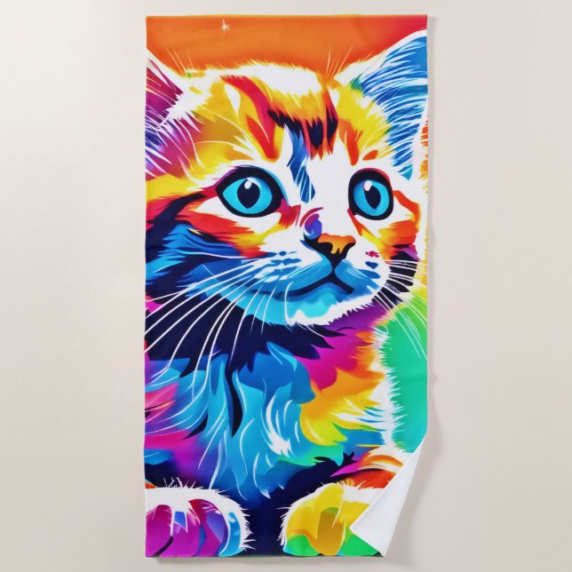 Toalha De Praia Rainbow Kitten Dreams (Frente)