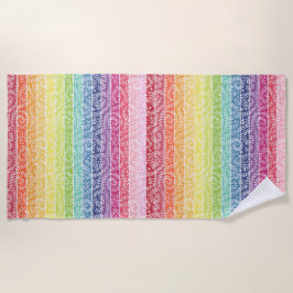 Toalha De Praia Rainbow Leaf Pattern Boho