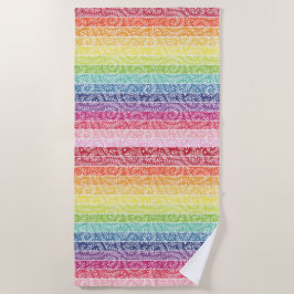 Toalha De Praia Rainbow Leaf Pattern Boho