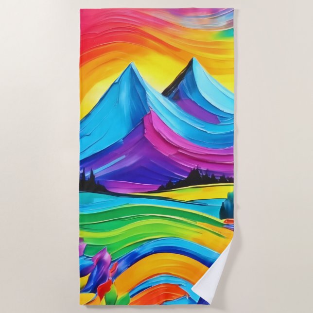 Toalha De Praia Rainbow Mountain Majestade Art (Frente)