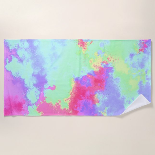Toalha De Praia Rainbow Paint Splatter (Frente)