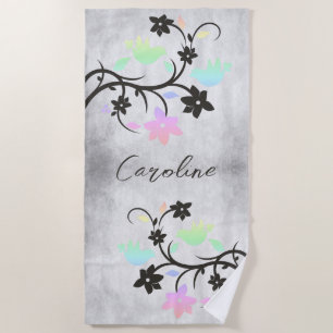 Toalha De Praia Rainbow Pastel Lovebird Personalizado