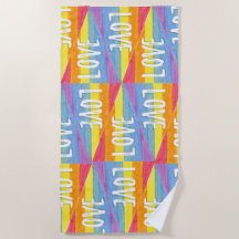 Rainbow Pride Love Beach Towel