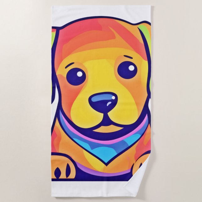 Toalha De Praia Rainbow Puppy Love (Frente)