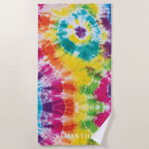 Toalha De Praia Rainbow Tie Dye Personalizado Colorido