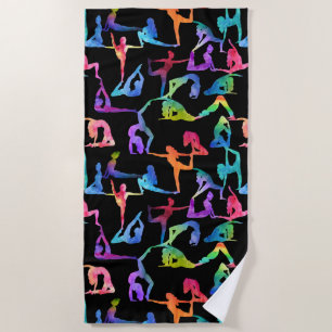 Toalha De Praia Rainbow Watercolor Yoga Poses