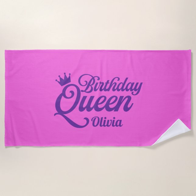 Toalha de Praia Rainha de Aniversário (Frente)