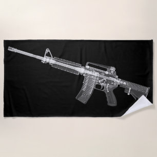 Toalha De Praia Raio X real AR15 militar da arma de fogo do rifle