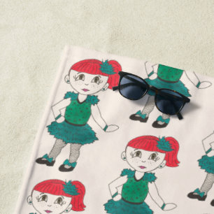 Toalha De Praia Rapariga Personalizada Classe Dança Ruiva Freckles