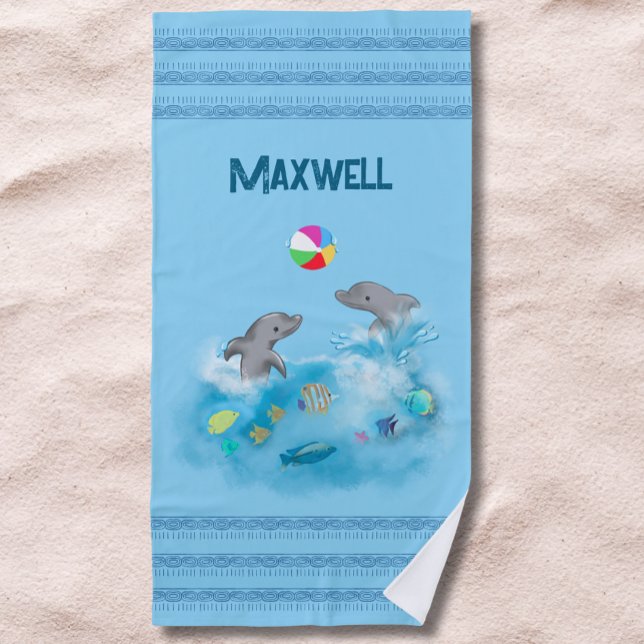 Toalha De Praia Rapazes do Voleibol do Verão de Golfinho Náutico (Criador carregado)