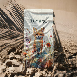 Toalha De Praia Raposa-abstrato em Flores Selvagens