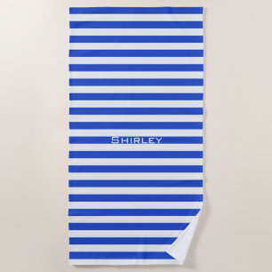 Toalha De Praia Real Blue Combination Stripes por Shirley Taylor