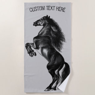 Toalha De Praia Rearing Horse Beach Totol - Custom Text and Colors