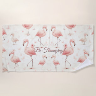 Toalha De Praia Rebanho de Flamingos Mais Fofos