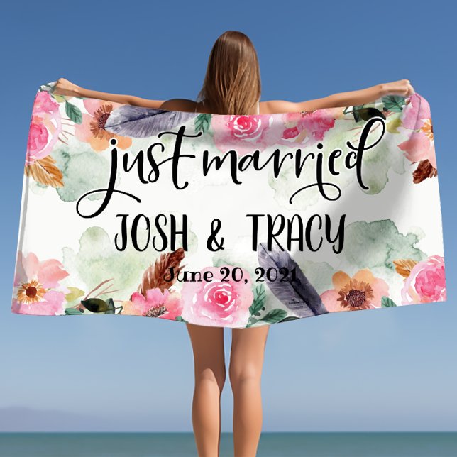 Toalha De Praia Recém-Casados, Acessórios de Casamento, Acessórios (Just Married, Wedding Props, Wedding Photo Props Beach Towel)