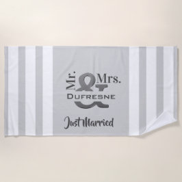 Toalha De Praia Recem casados/Aniversário personalizado "Sr. & Sra