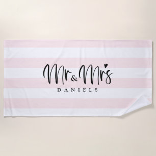 Toalha De Praia Recém-Casados Personalizados Sr e Sra 