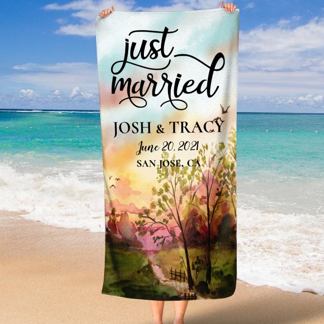 Toalha De Praia Recém-Casados, Presentes para a Noiva, Presentes d (Just Married, Bride Gifts, Engagement Gifts Beach Towel)